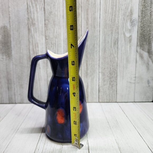Vintage Raku Style Pottery Pitcher Jug Ceramic Purple Glazed 8'' Tall - Picture 8 of 9
